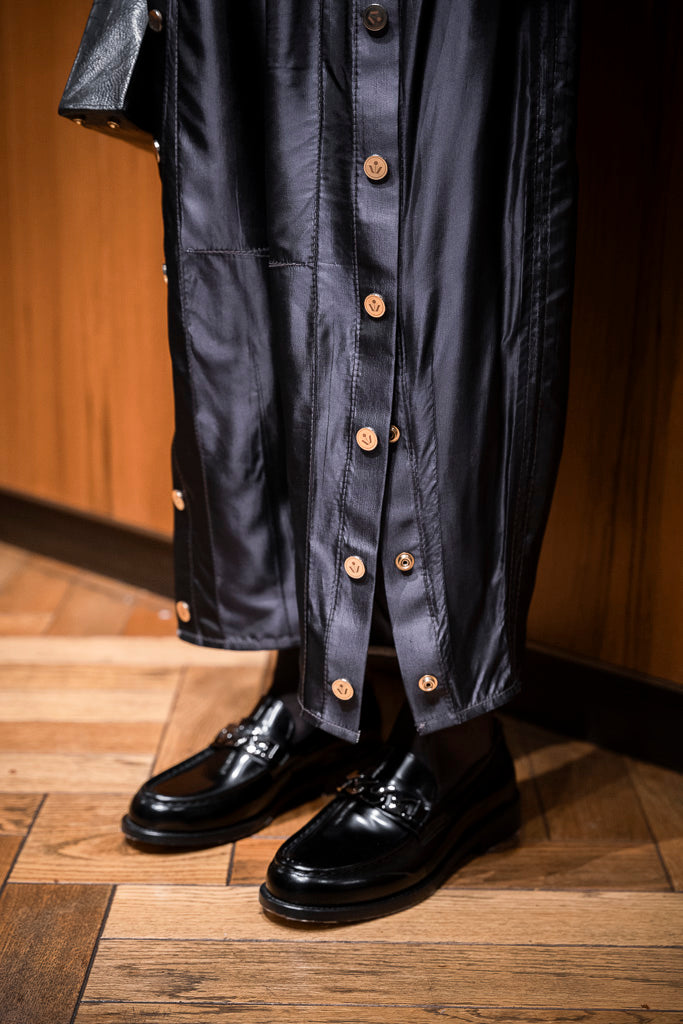 Night Shade Synthetic Popper Pants with Ostrich Shin Details