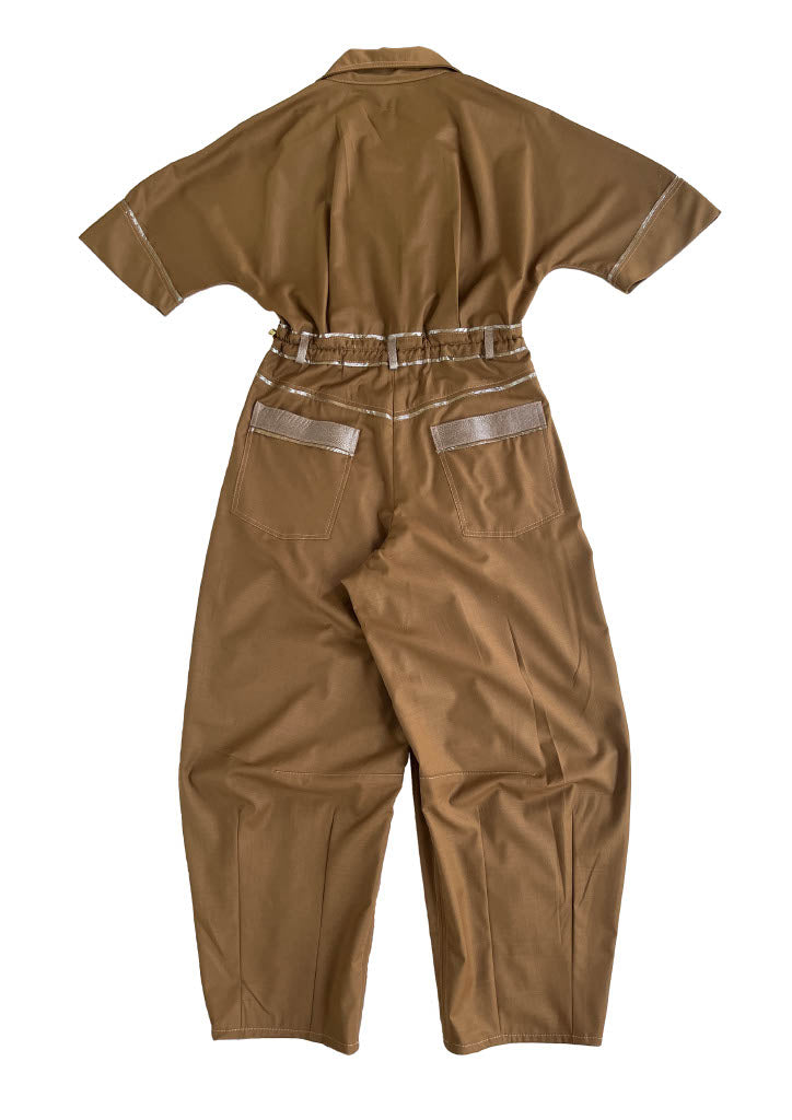 Brown Wool Sculpted Jumpsuit