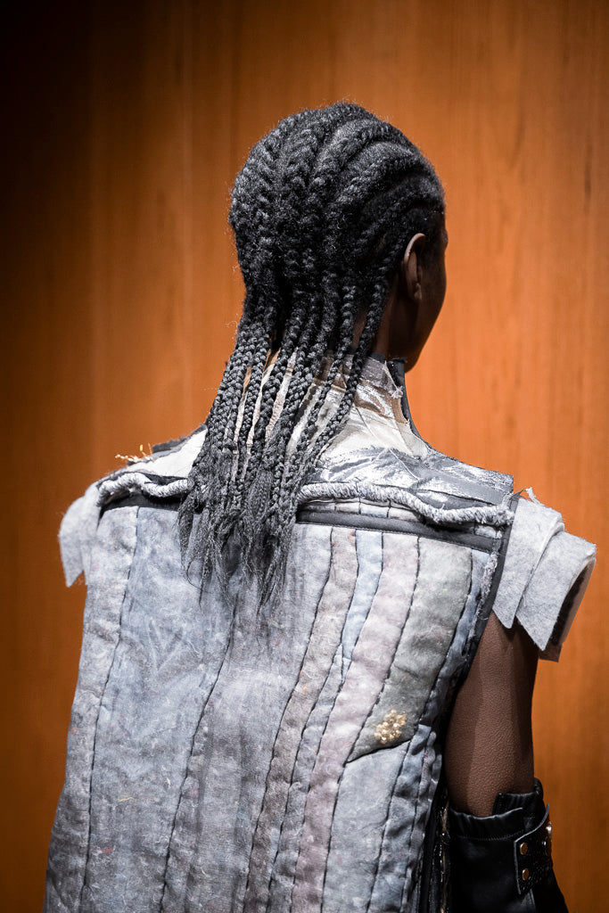 Element(al) Organza Umbrella Dress with Quilted Compressed Upcycled Fabric Scraps