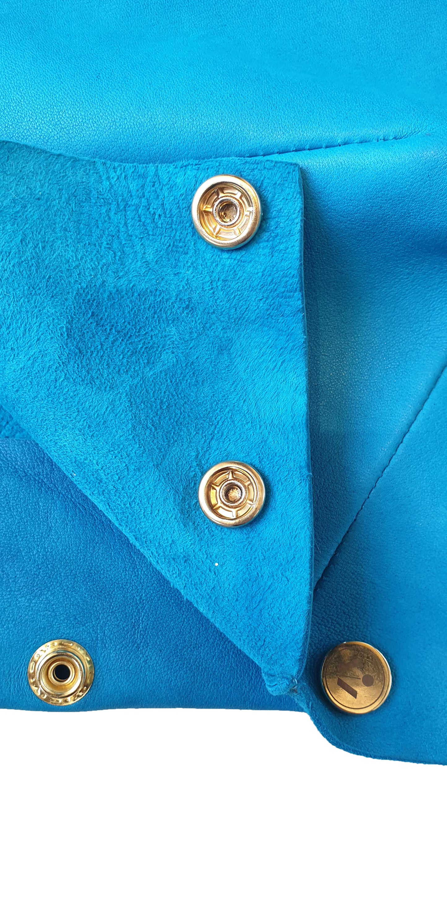 Blue Nappa Leather Racy Bolt Top With Adjustable Shoulder Strap