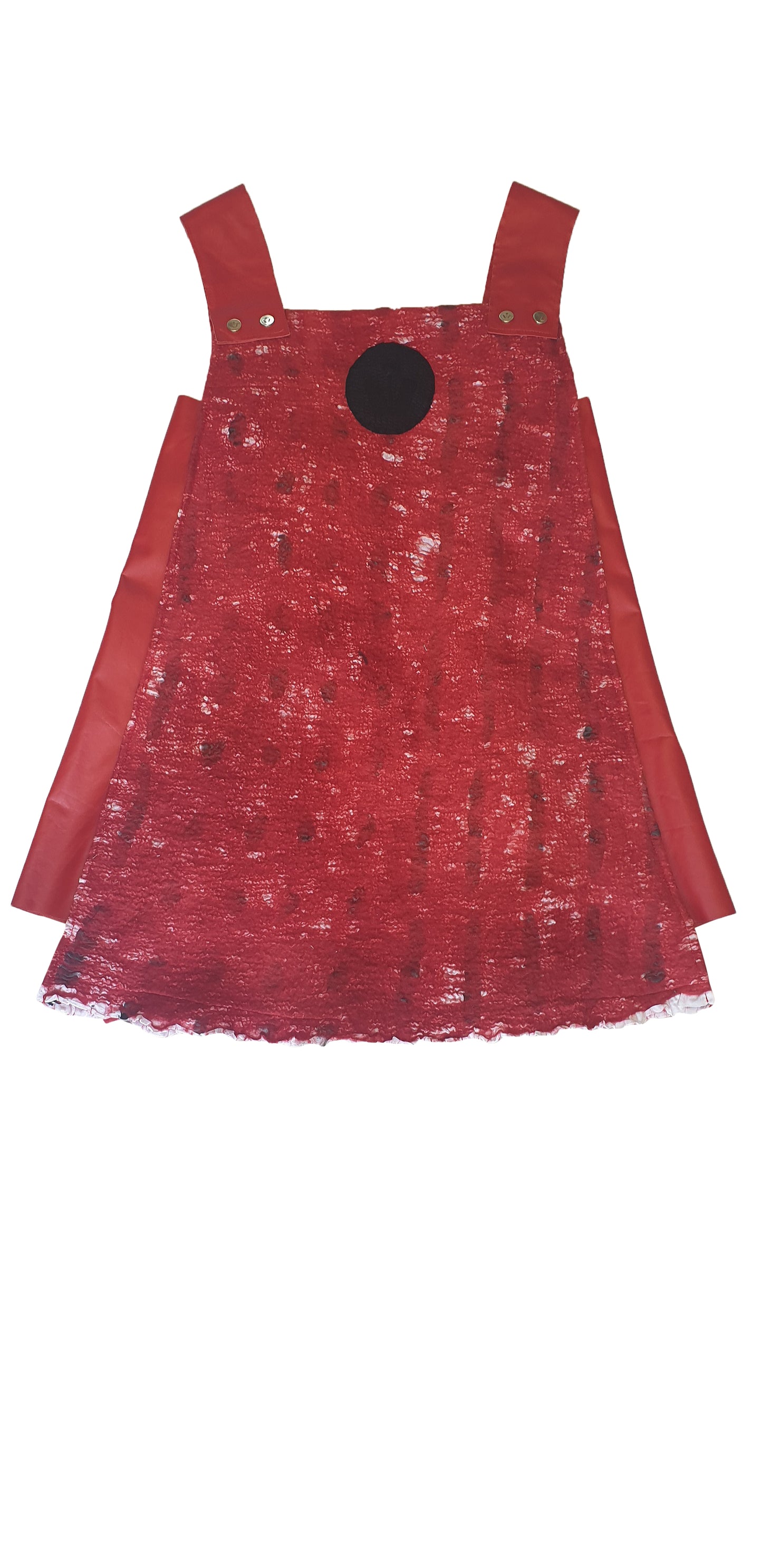 Artisanal Felted Red Wool Apron Dress