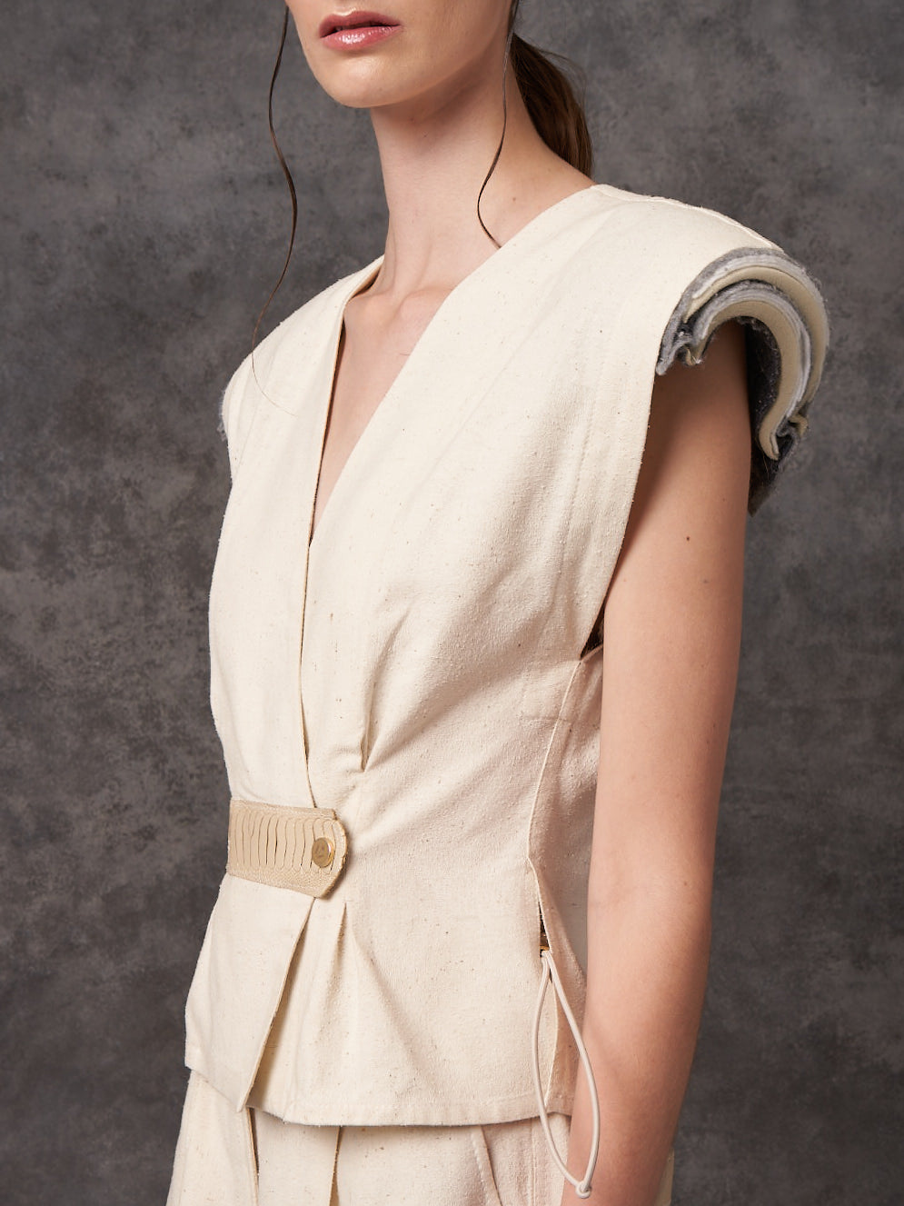 Ecru Reclaimed Silk Wrap Top