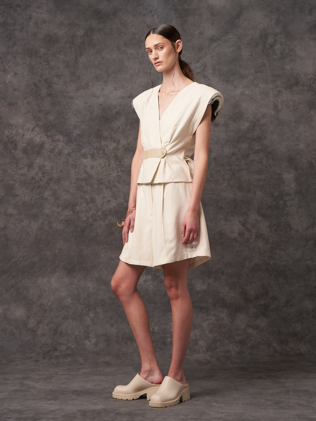 Ecru Reclaimed Silk Wrap Top