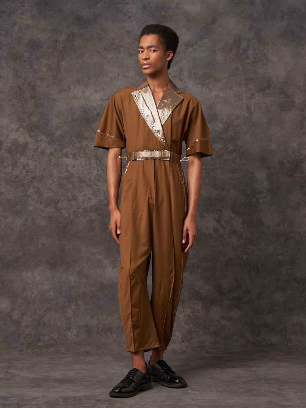 Brown Wool Sculpted Jumpsuit