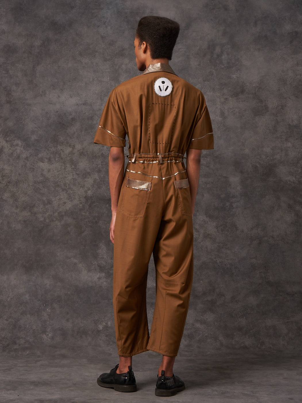 Brown Wool Sculpted Jumpsuit