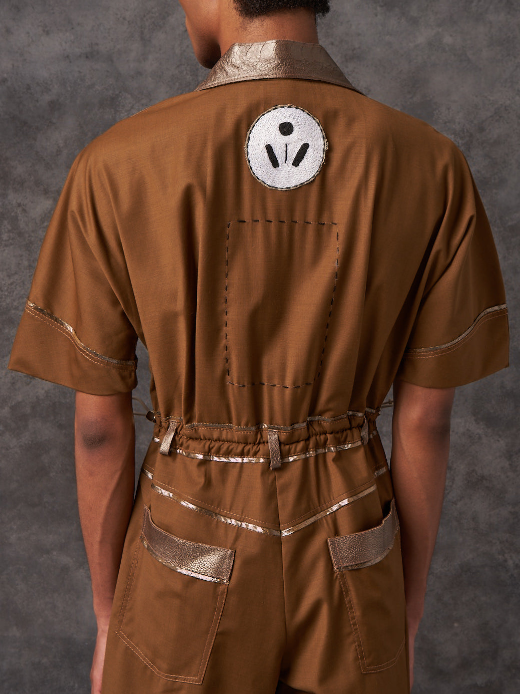 Brown Wool Sculpted Jumpsuit