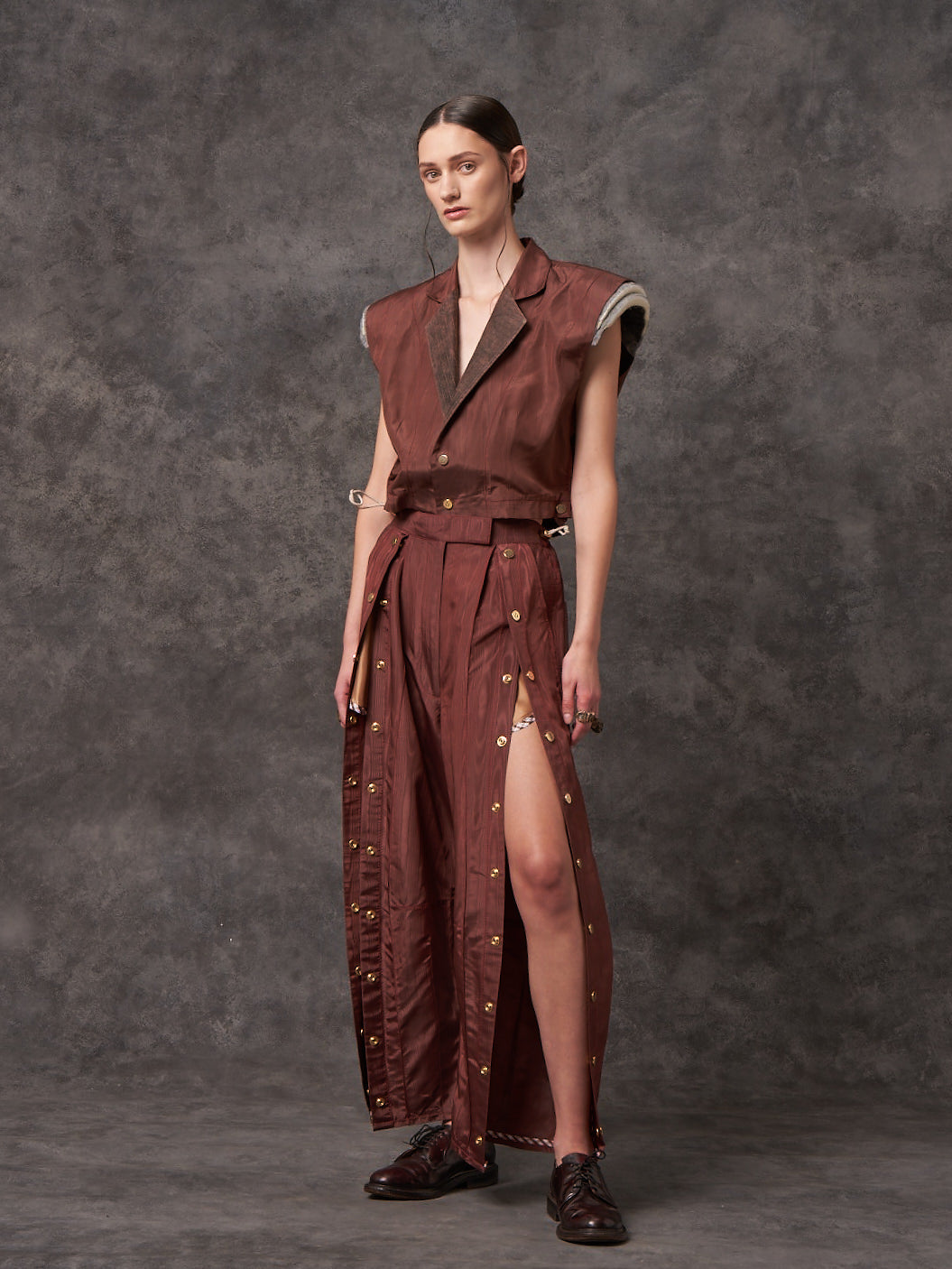 Watermark Taffeta Cropped Trapeze Gilet