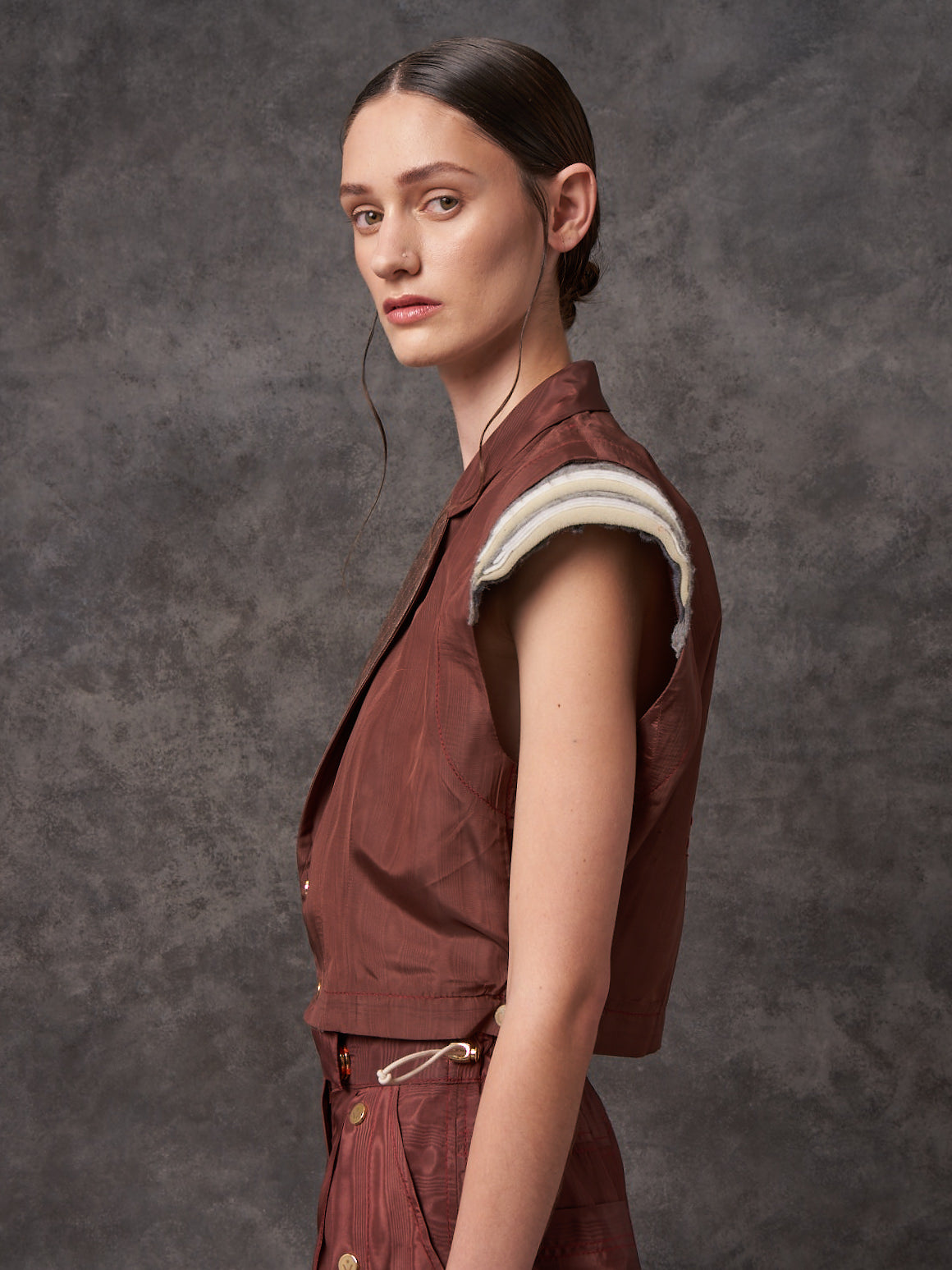 Watermark Taffeta Cropped Trapeze Gilet