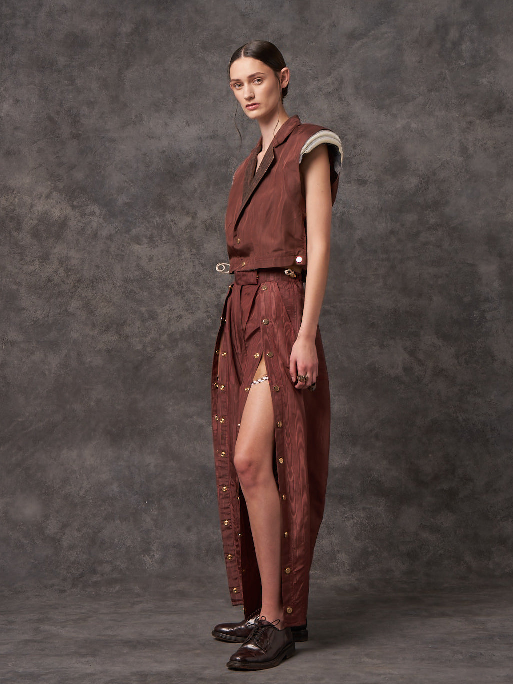 Watermark Taffeta Cropped Trapeze Gilet