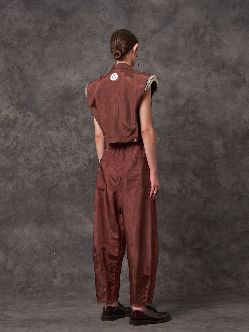 Watermark Taffeta Cropped Trapeze Gilet