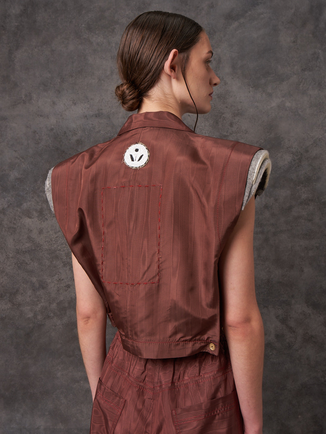 Watermark Taffeta Cropped Trapeze Gilet