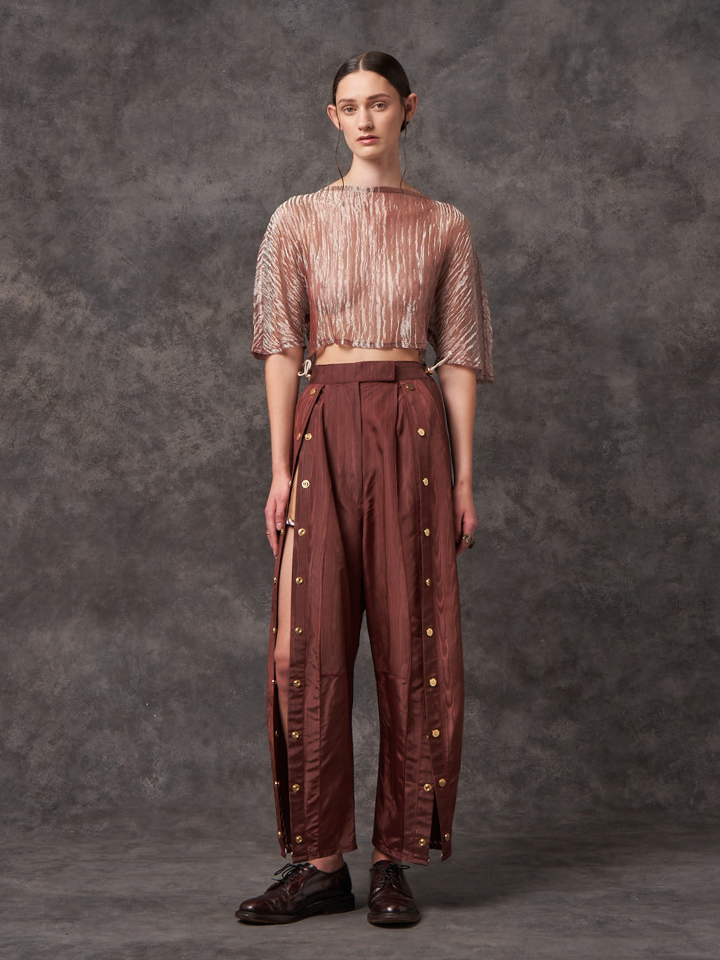 Crushed Silk Lame Sculpted Top