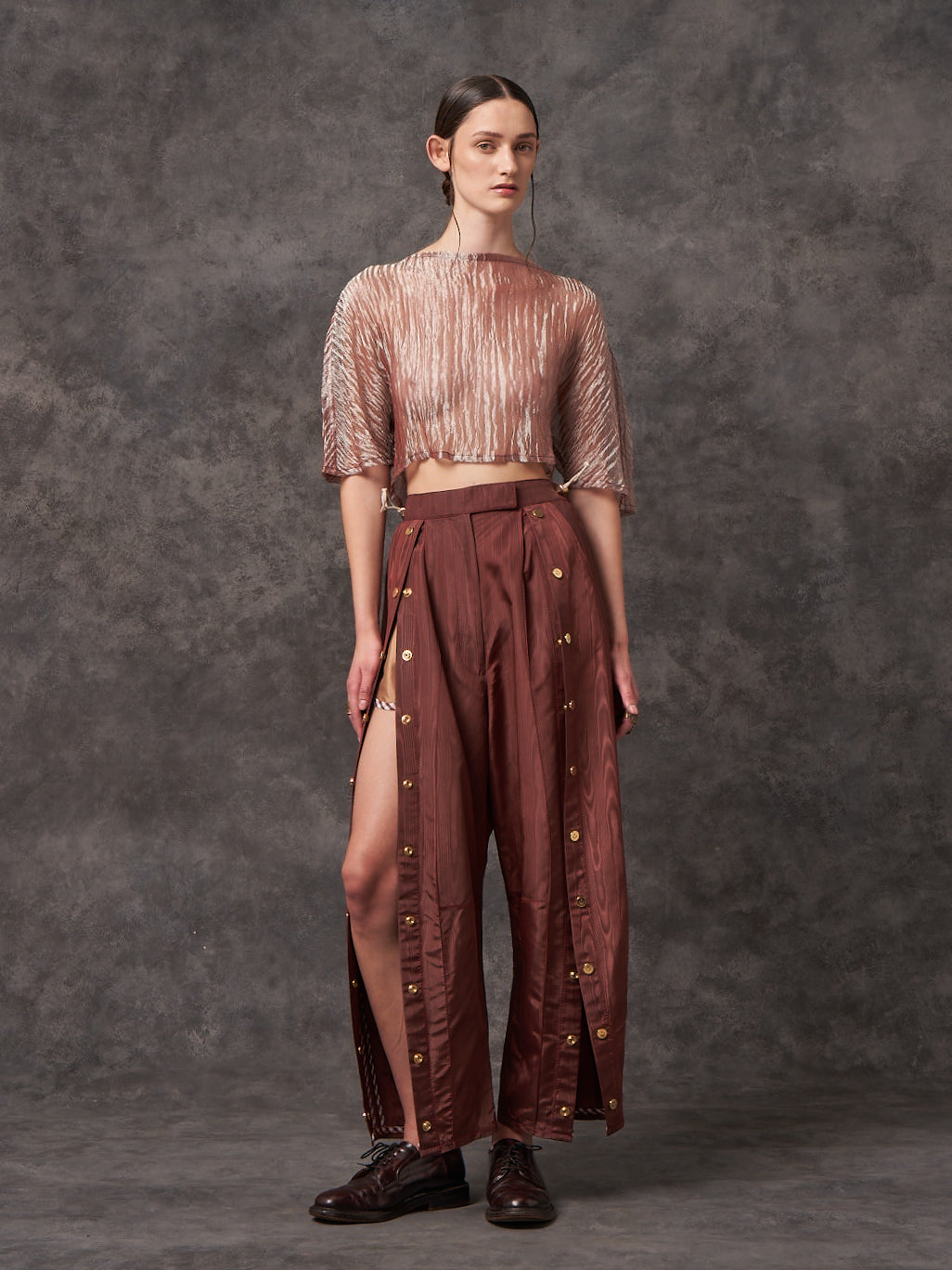 Crushed Silk Lame Sculpted Top
