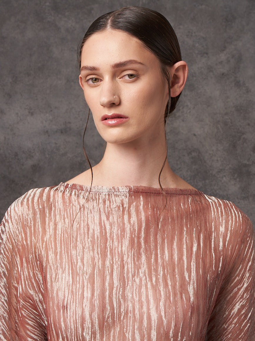 Crushed Silk Lame Sculpted Top