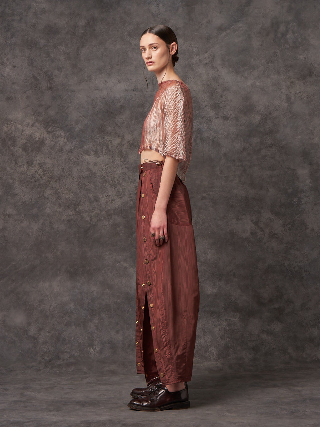 Crushed Silk Lame Sculpted Top