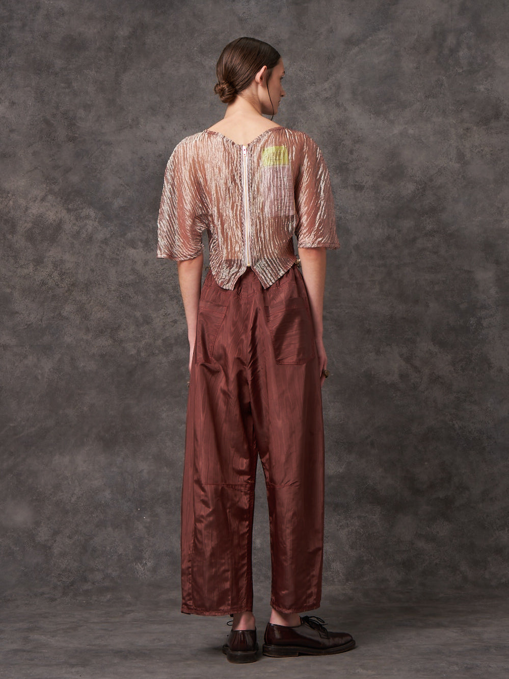 Crushed Silk Lame Sculpted Top