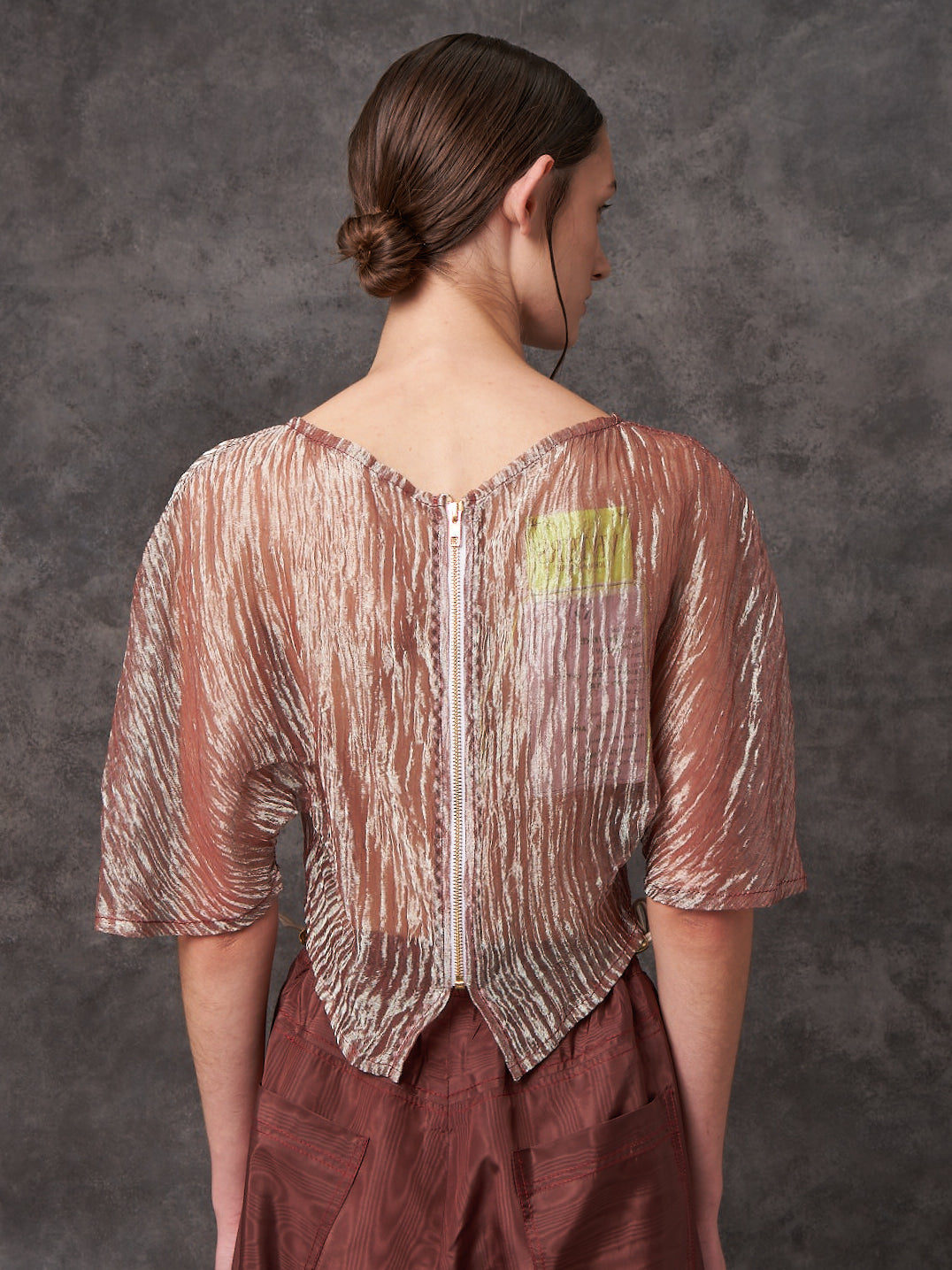 Crushed Silk Lame Sculpted Top
