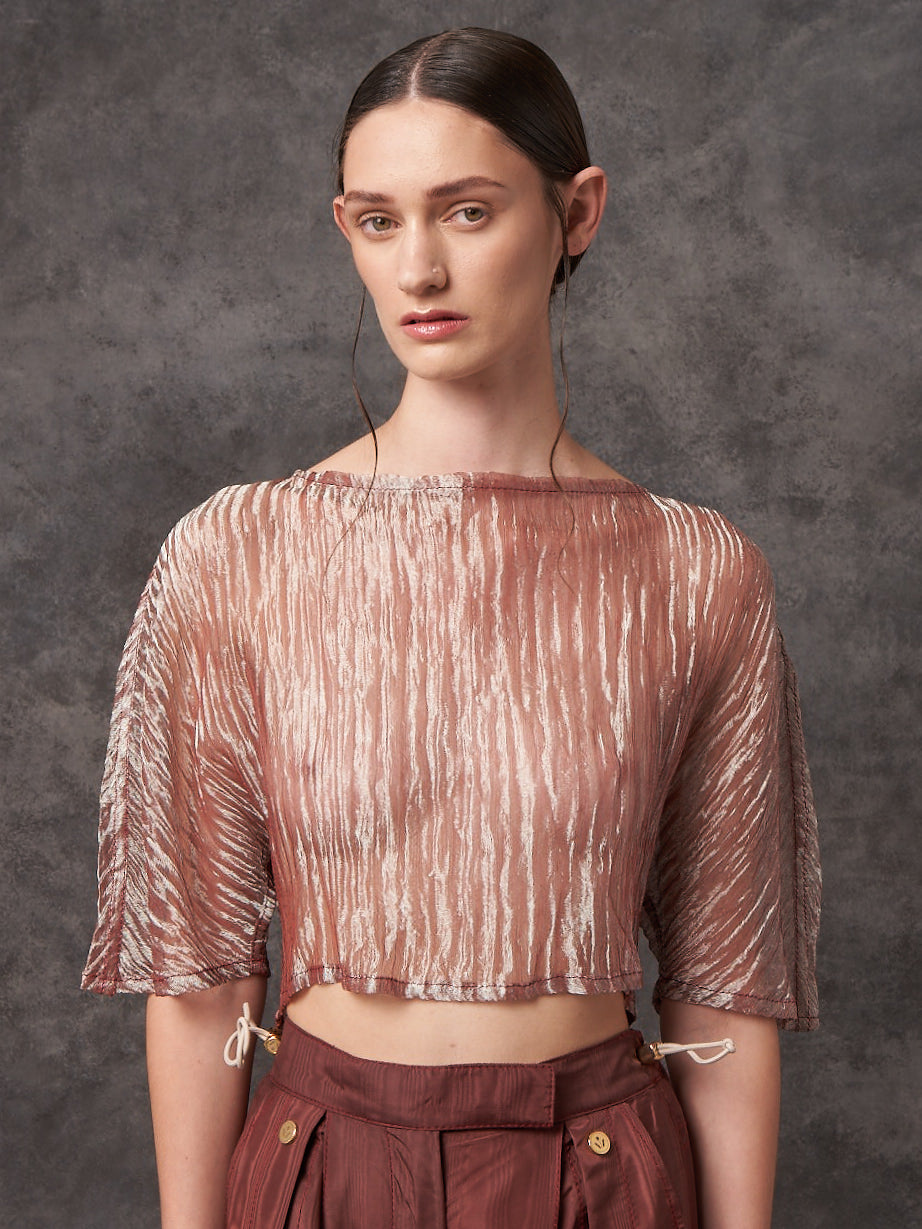 Crushed Silk Lame Sculpted Top