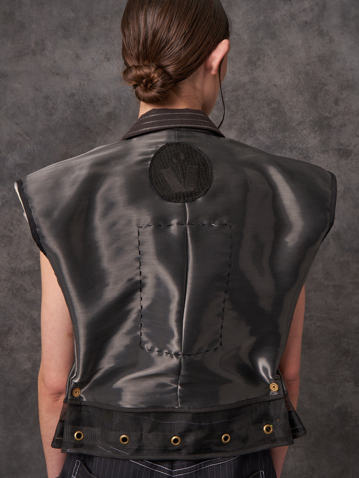 Reclaimed Hybrid Silk Nylon Cropped Trapeze Gilet