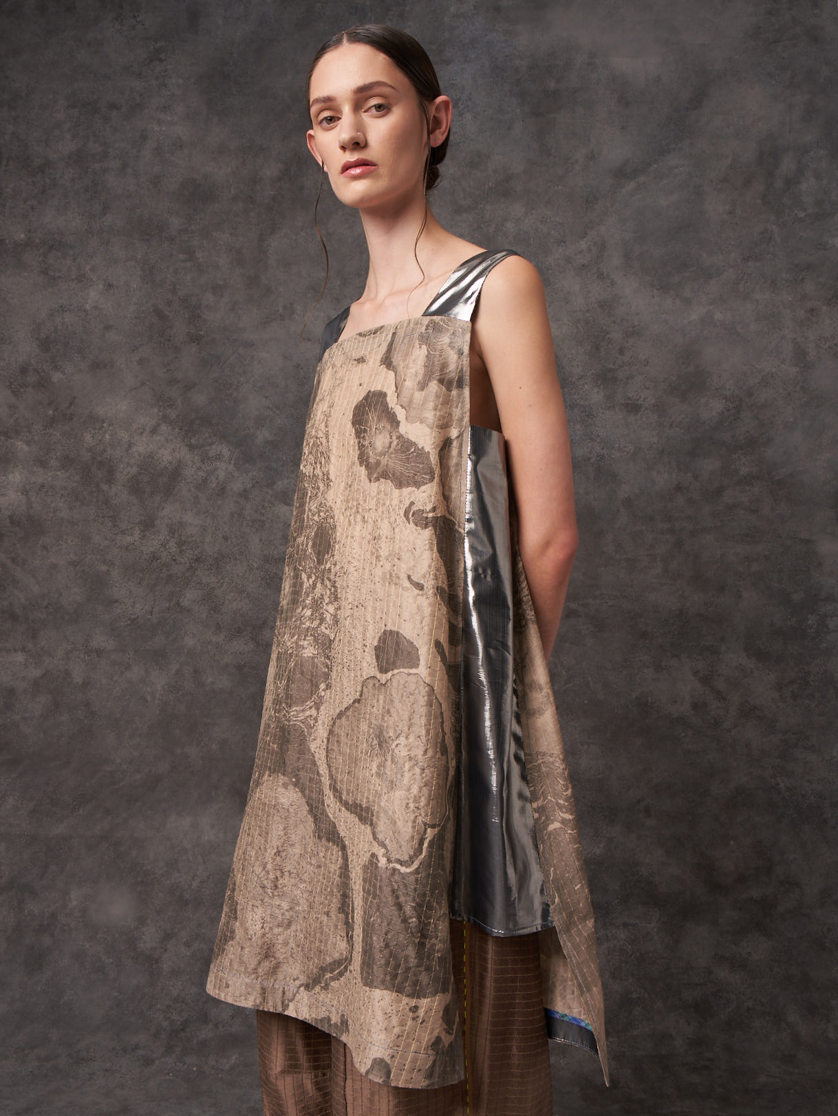 Suminagashi Silk Apron Dress