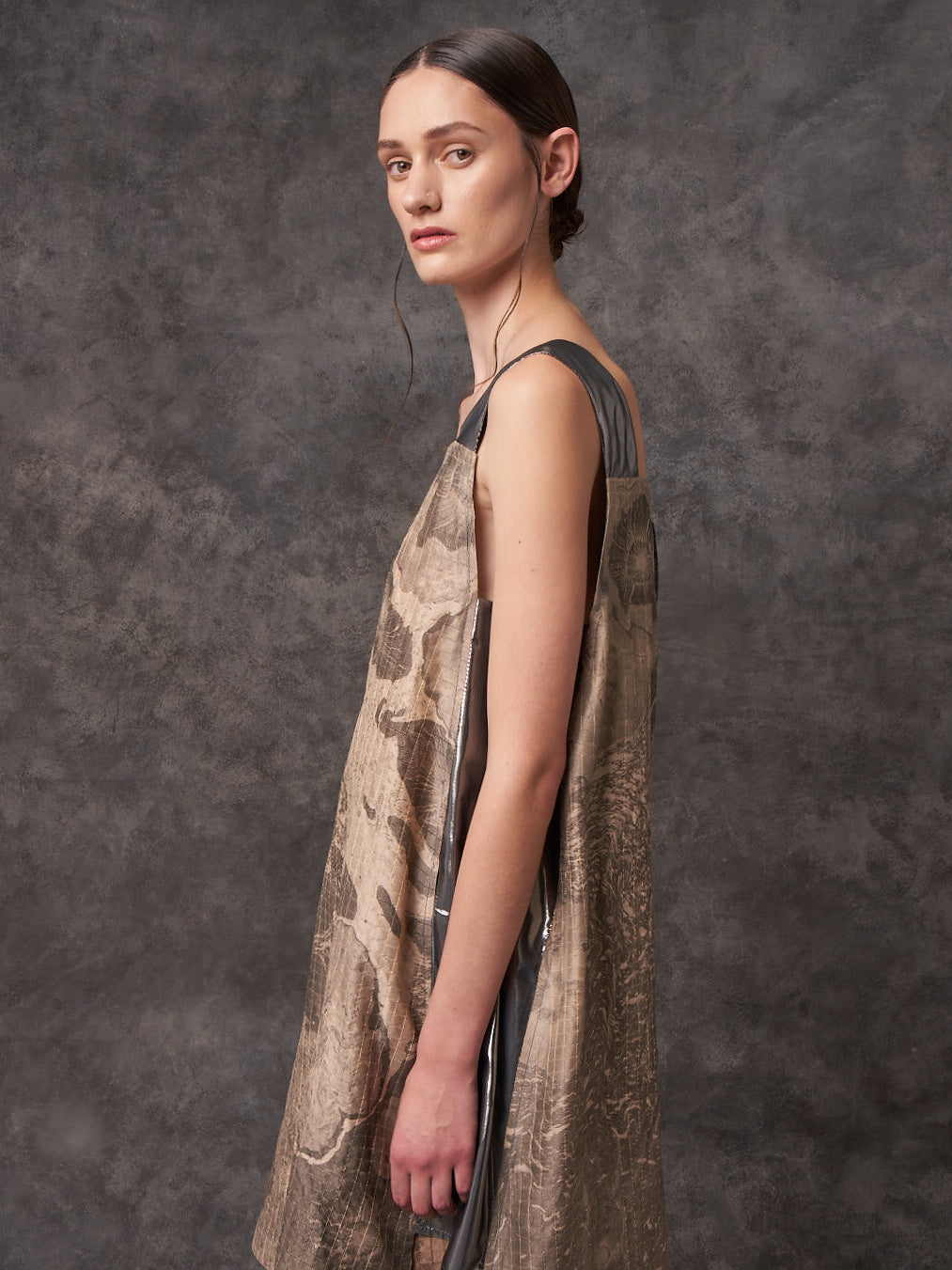 Suminagashi Silk Apron Dress