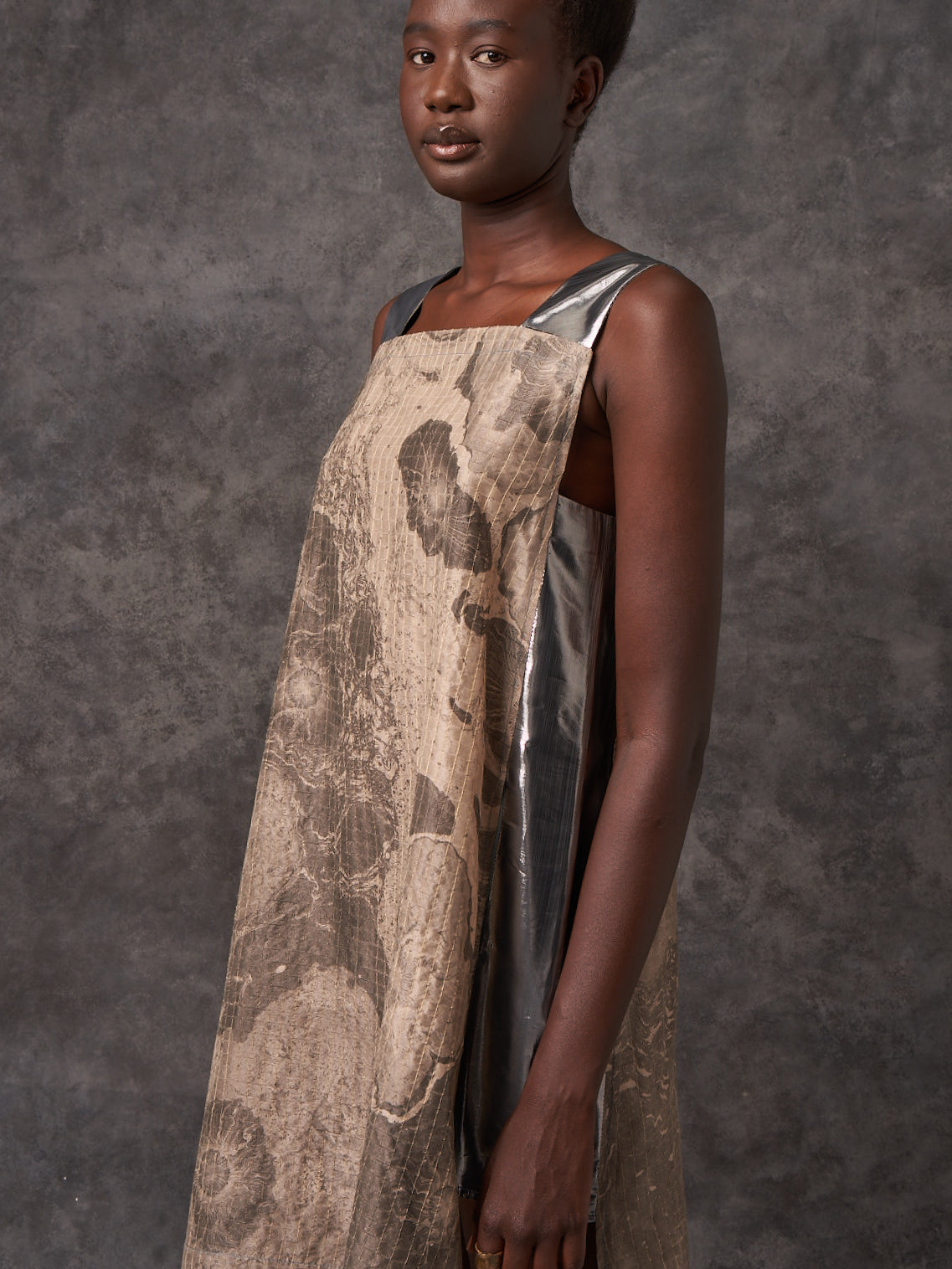 Suminagashi Silk Apron Dress