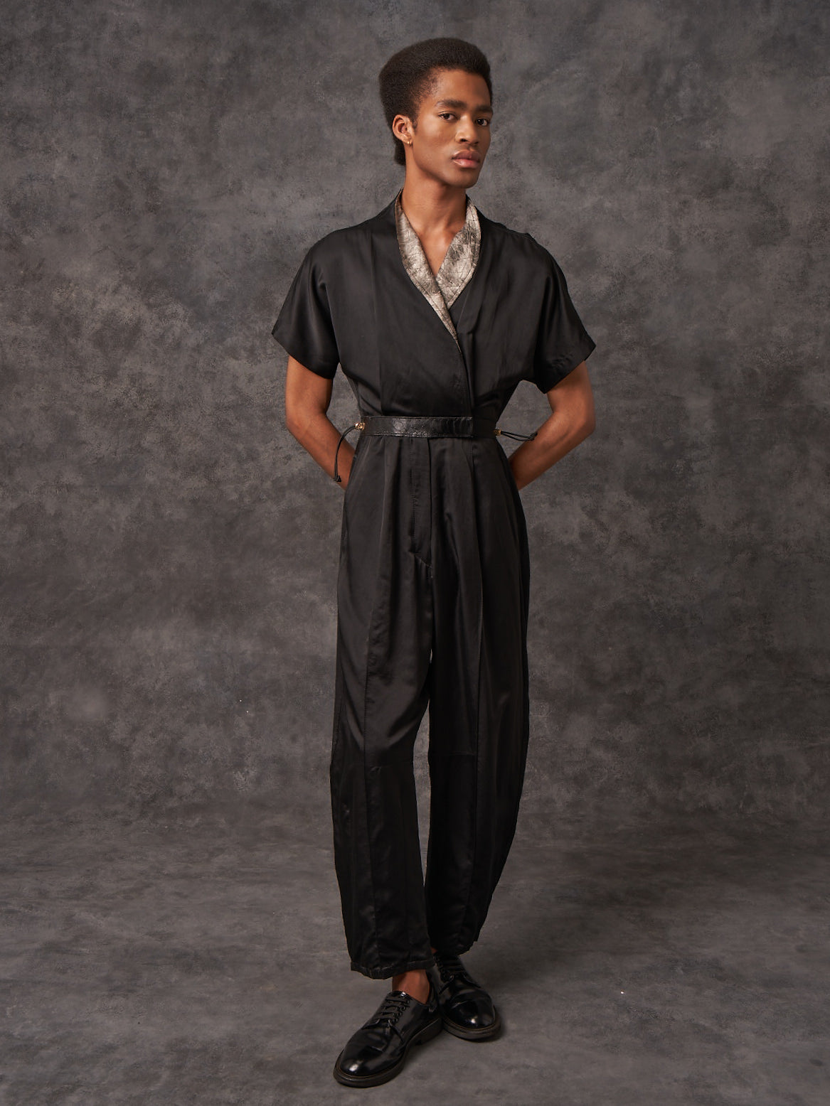 Black Silk Cotton Signature Sculpted Signature Jumpsuit