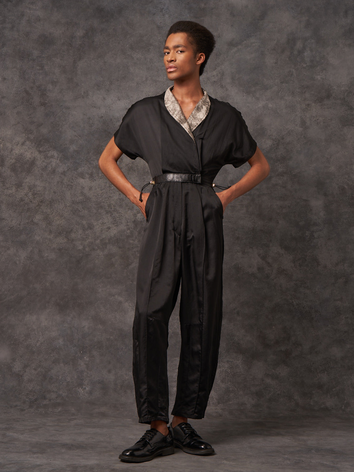Black Silk Cotton Signature Sculpted Signature Jumpsuit
