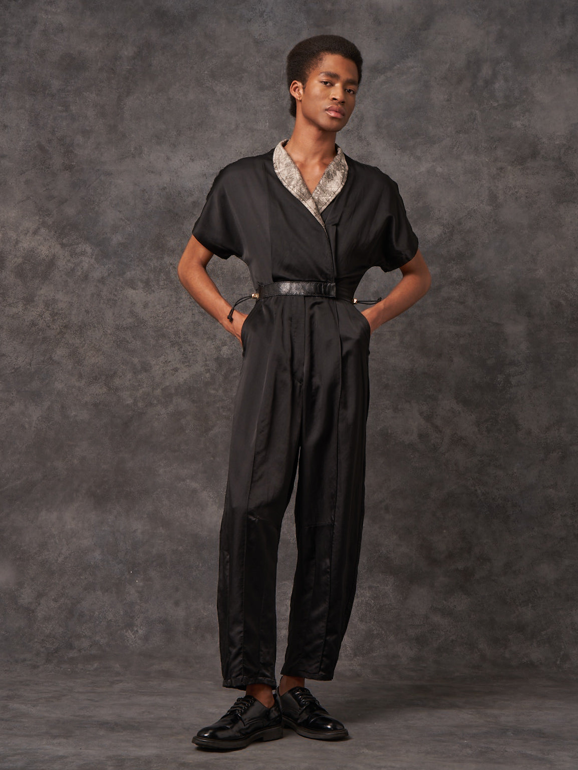 Black Silk Cotton Signature Sculpted Signature Jumpsuit