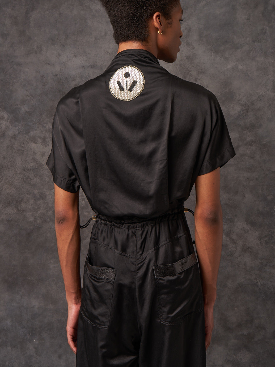 Black Silk Cotton Signature Sculpted Signature Jumpsuit