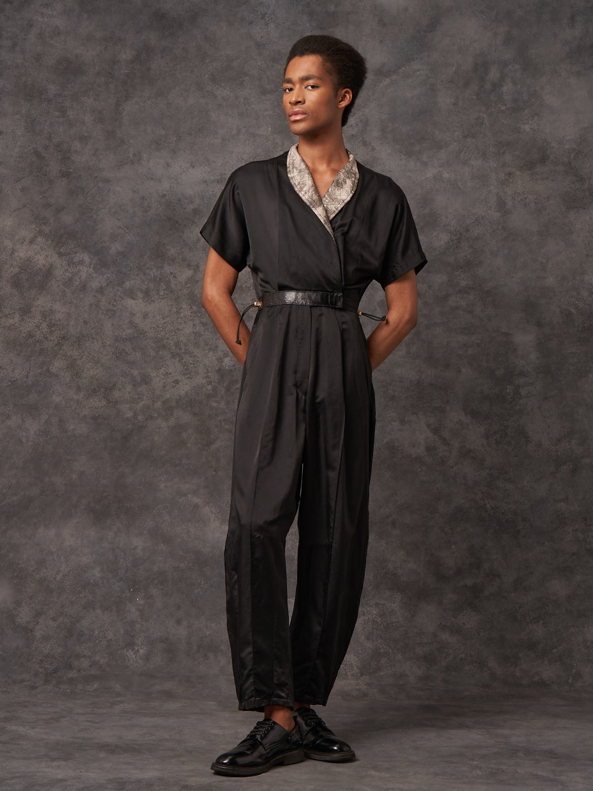 Black Silk Cotton Signature Sculpted Signature Jumpsuit