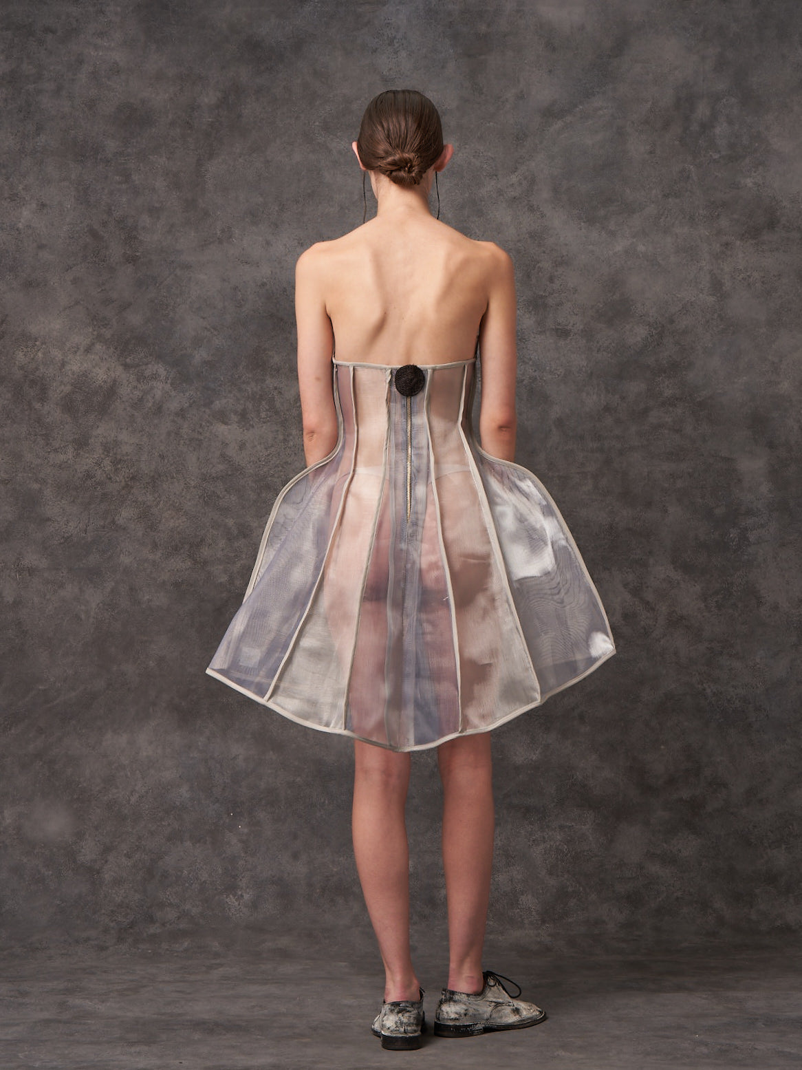 Mini Silver Zibbon Sculpted Corset Dress