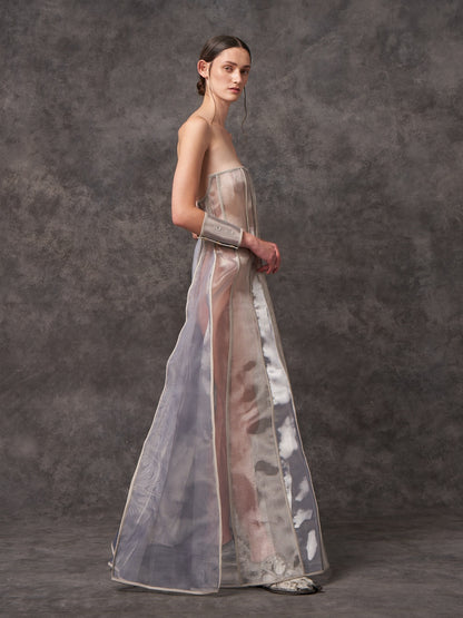Maxi Silver Zibbon Sculpted Corset Dress