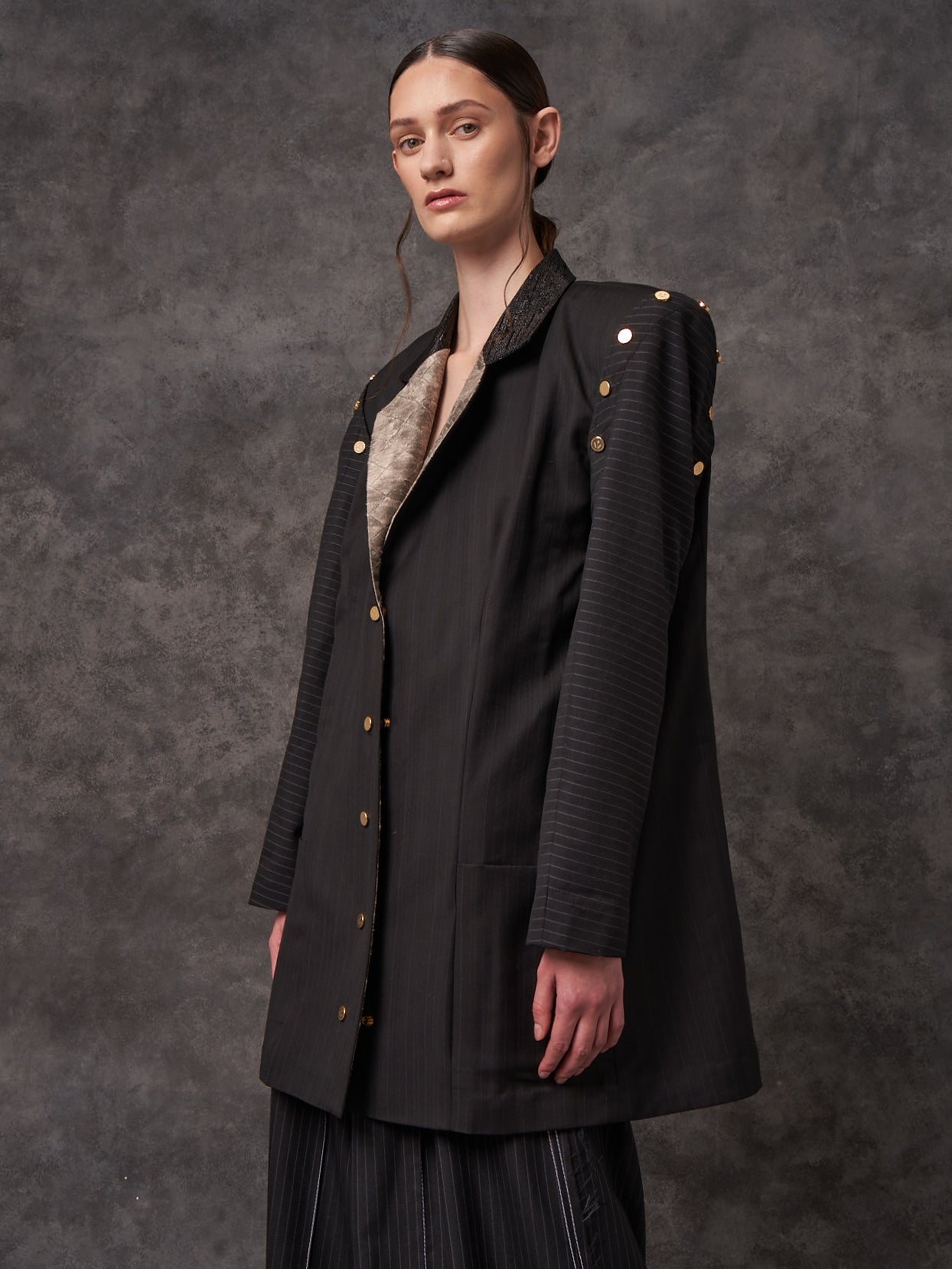 Trapeze Tailored Jacket With Detachable Sleeves
