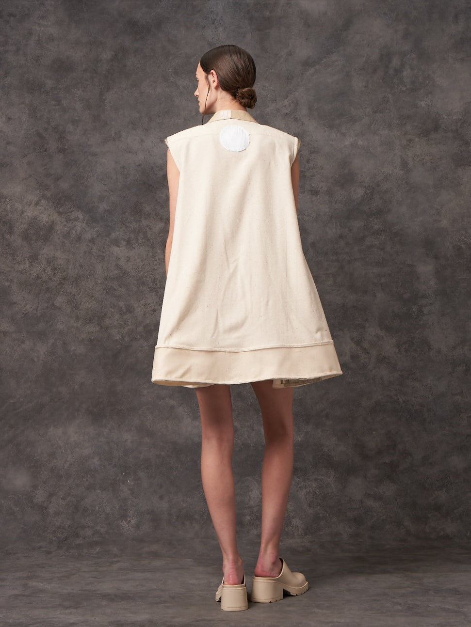 Ecru Reclaimed Silk Tailored Umbrella Dress