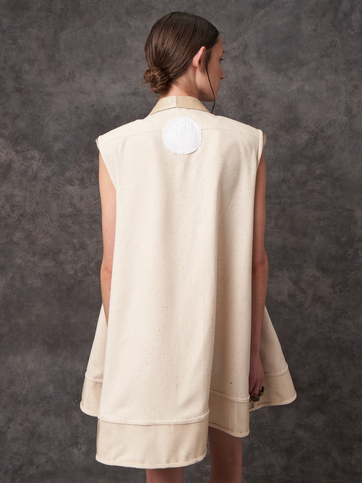 Ecru Reclaimed Silk Tailored Umbrella Dress