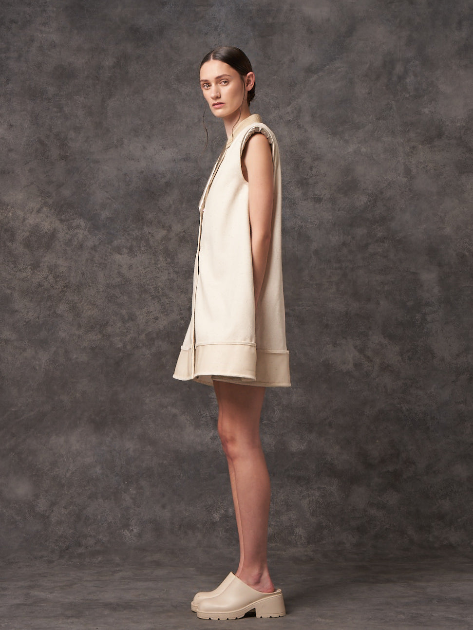 Ecru Reclaimed Silk Tailored Umbrella Dress