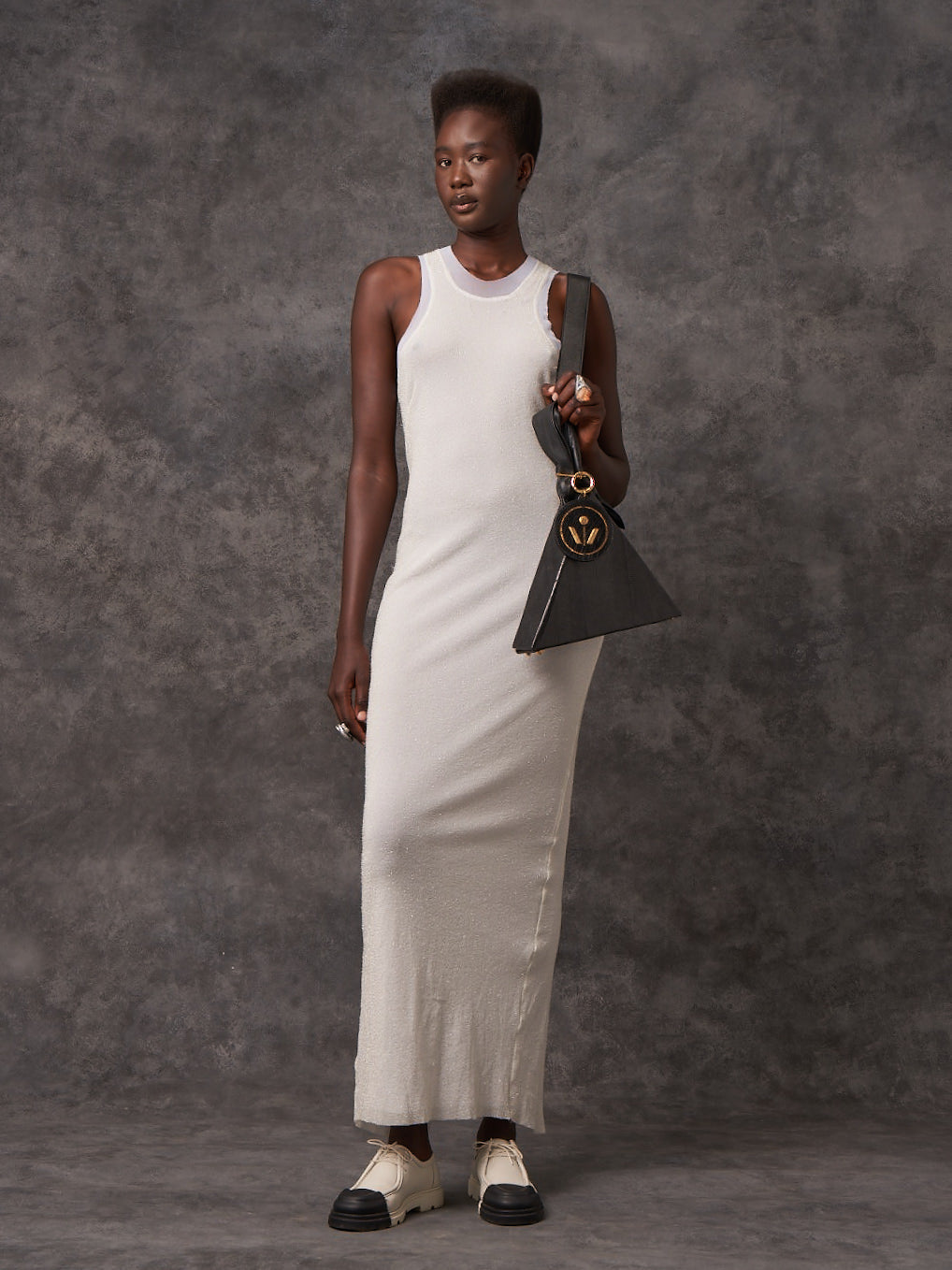 White Racy Column Stretch Dress