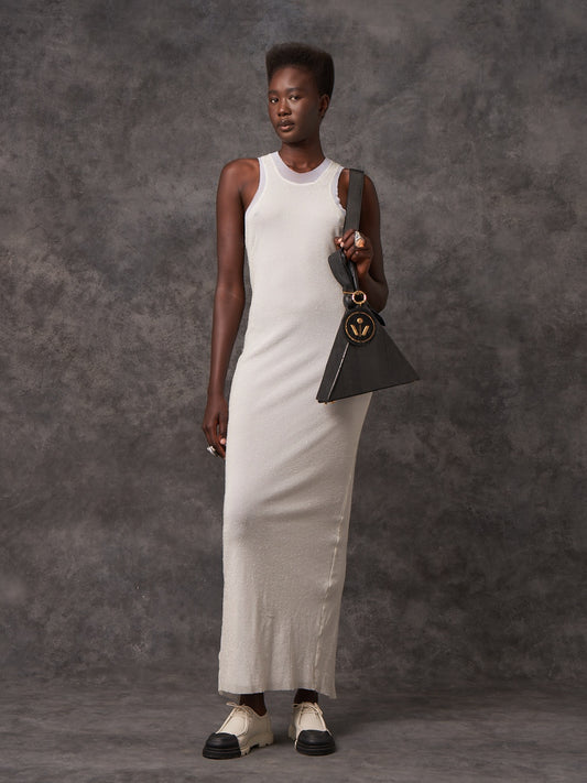 White Racy Column Stretch Dress