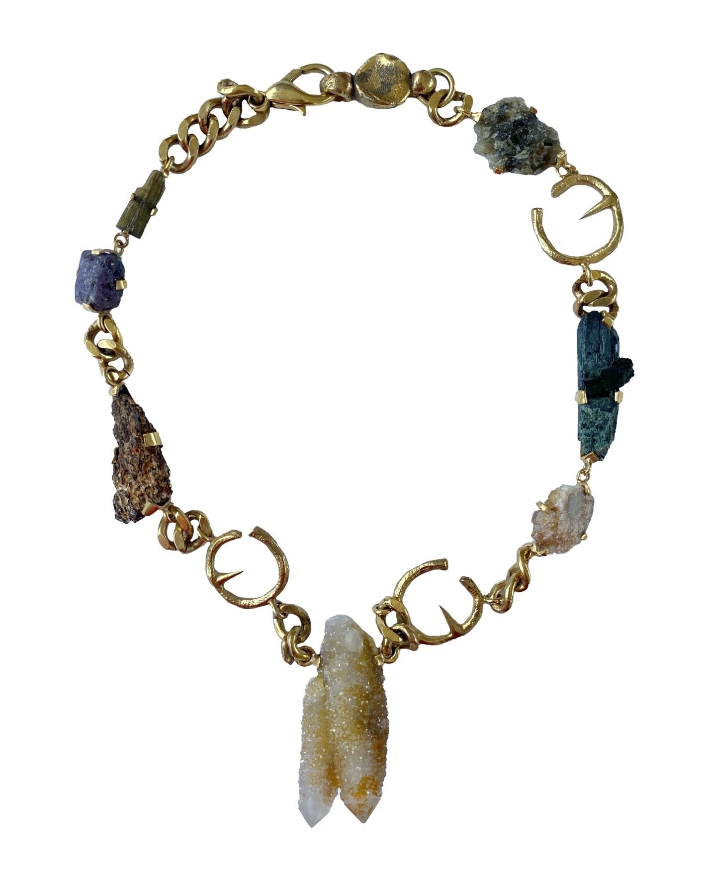 Brass and Crystal Choker Necklace