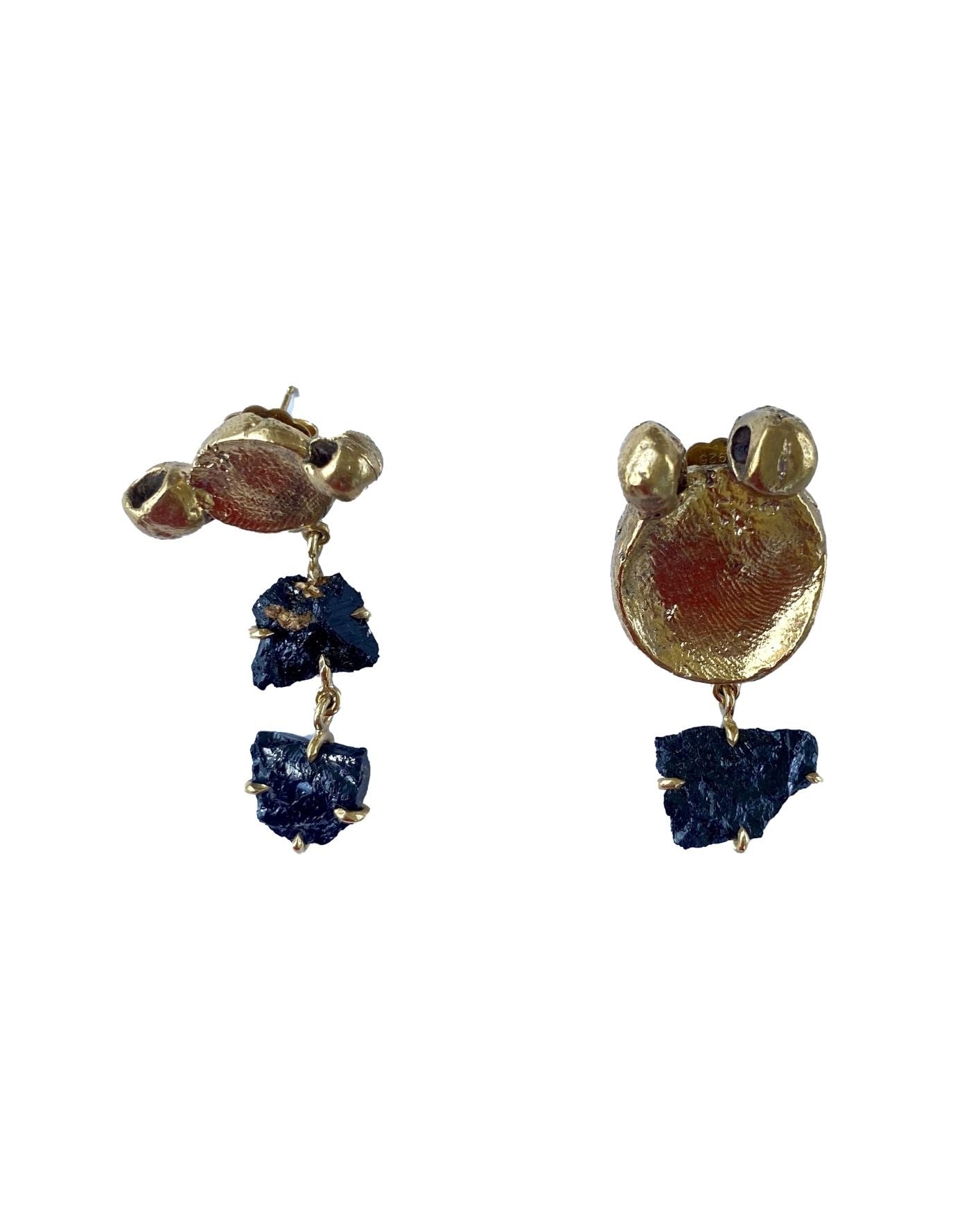 Rough Black Composite Earrings