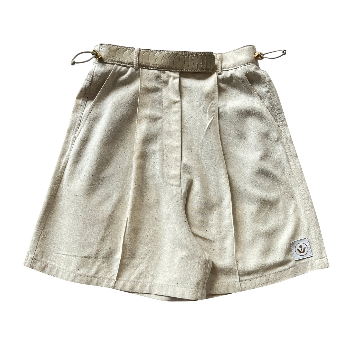 Ecru Reclaimed Silk Sculpted Signature Shorts