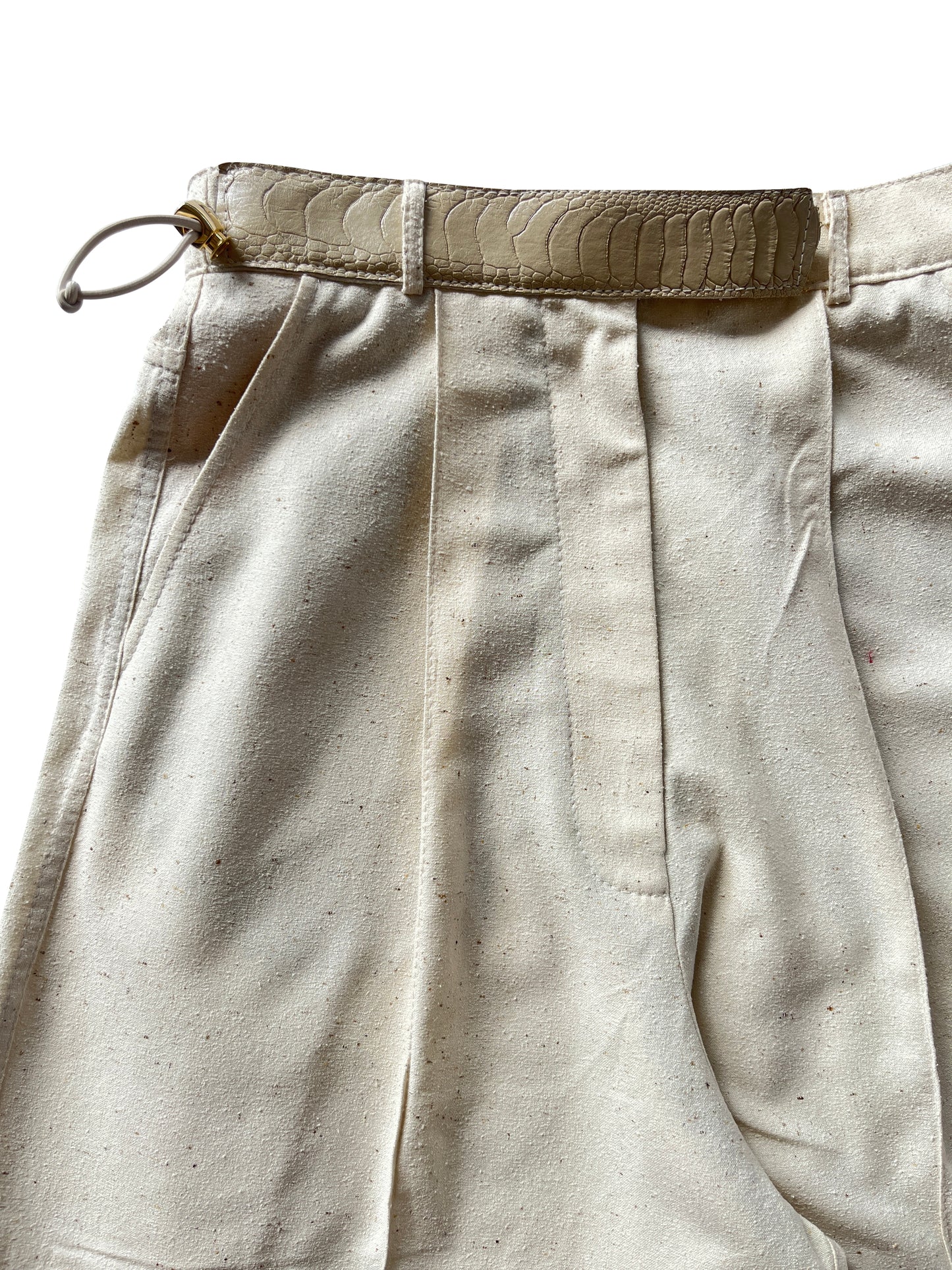 Ecru Reclaimed Silk Sculpted Signature Shorts