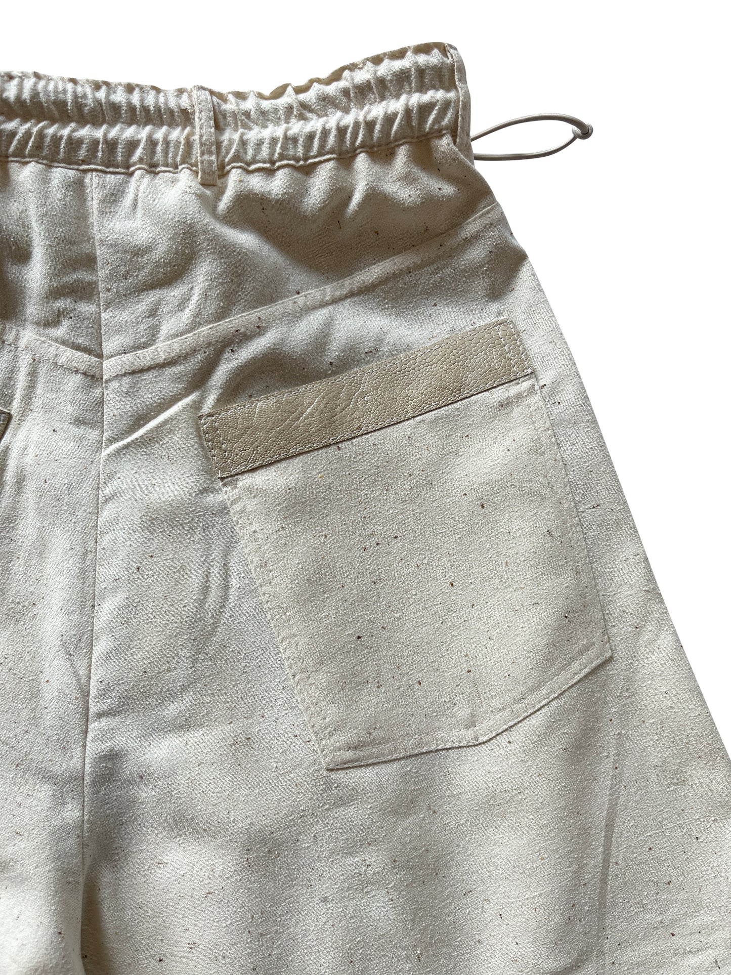 Ecru Reclaimed Silk Sculpted Signature Shorts
