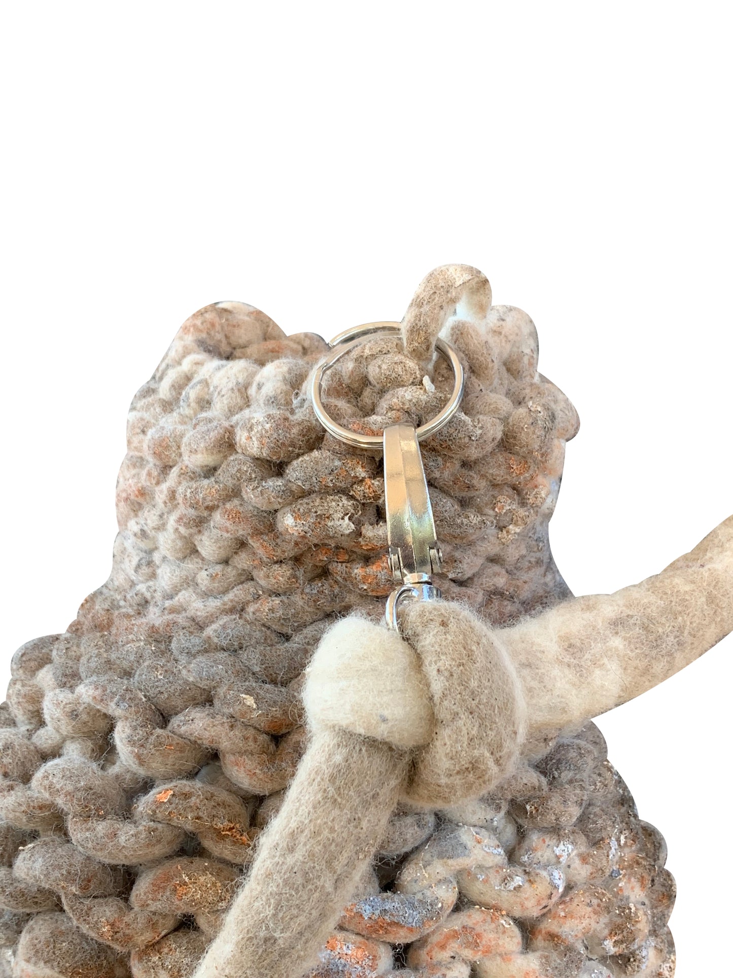 Grey Artisanal Hand-Knitted Ceramic Bag in Pure Wool