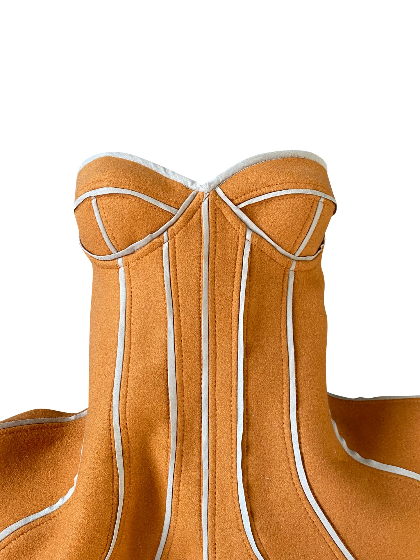 Artisanal Corseted Couture Mothership dress in Melton Wool & Zibbon