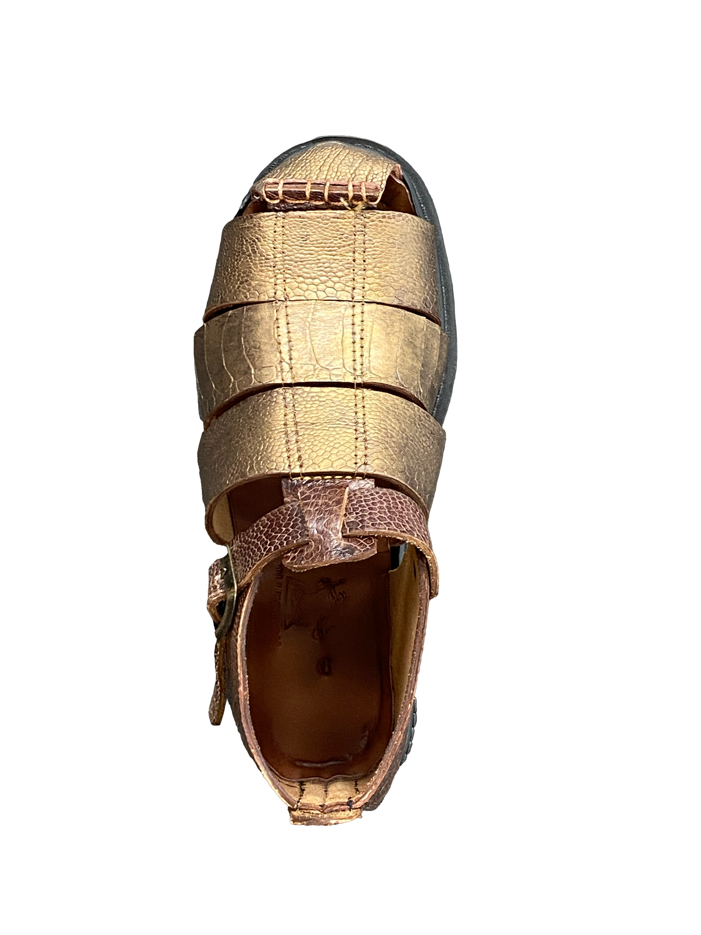 Bronze Metallic Artisanal Deadstock Ostrich Shin Crafted Shoes