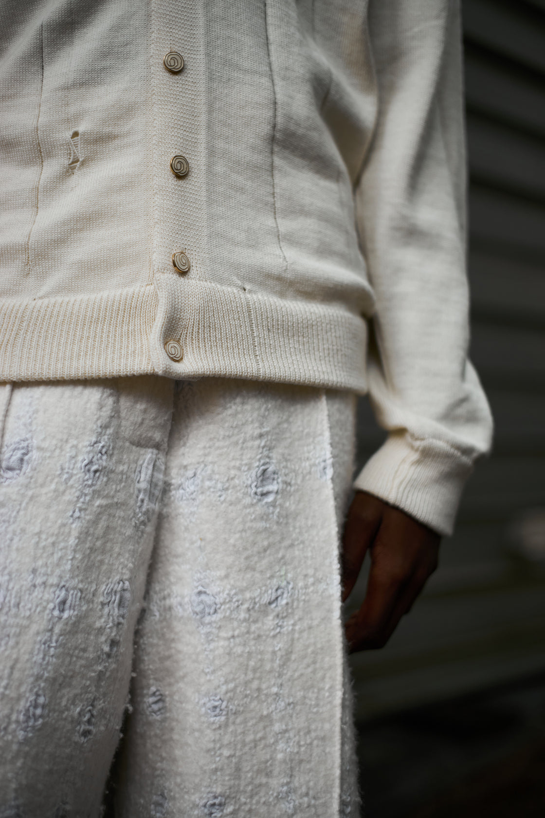 100% South African Merino Wool Ecru Cloud Tennis Shirt
