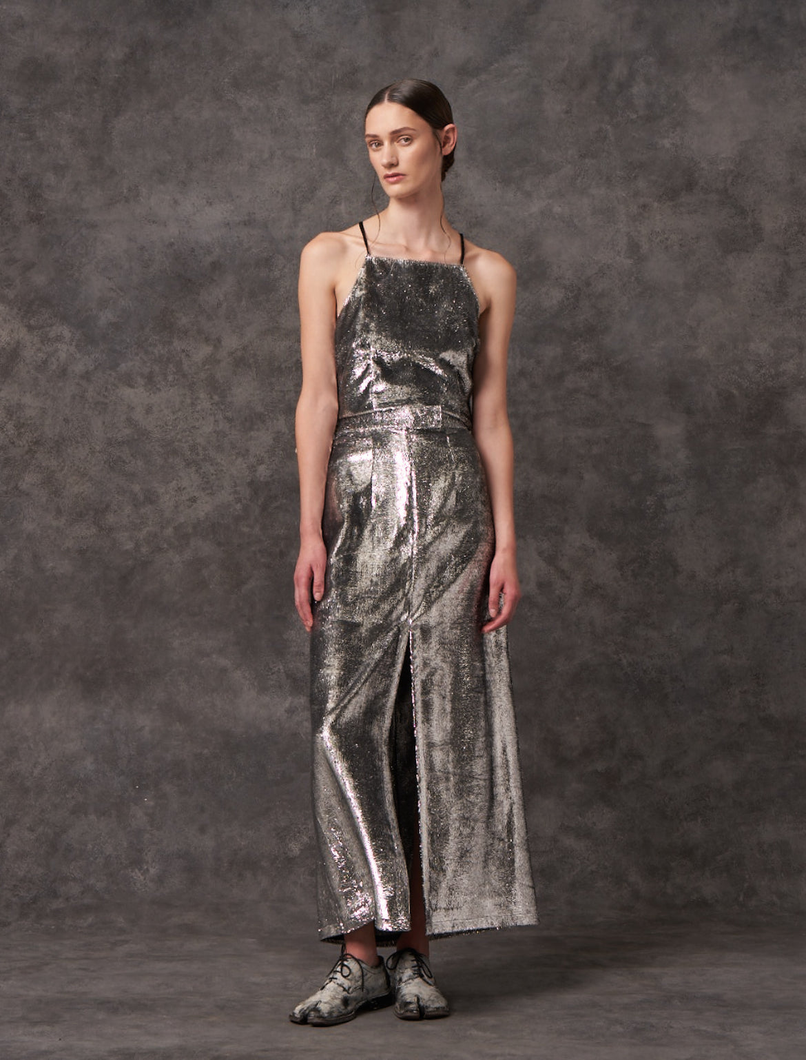 Vintage Silver Eyelash Long Tube Skirt