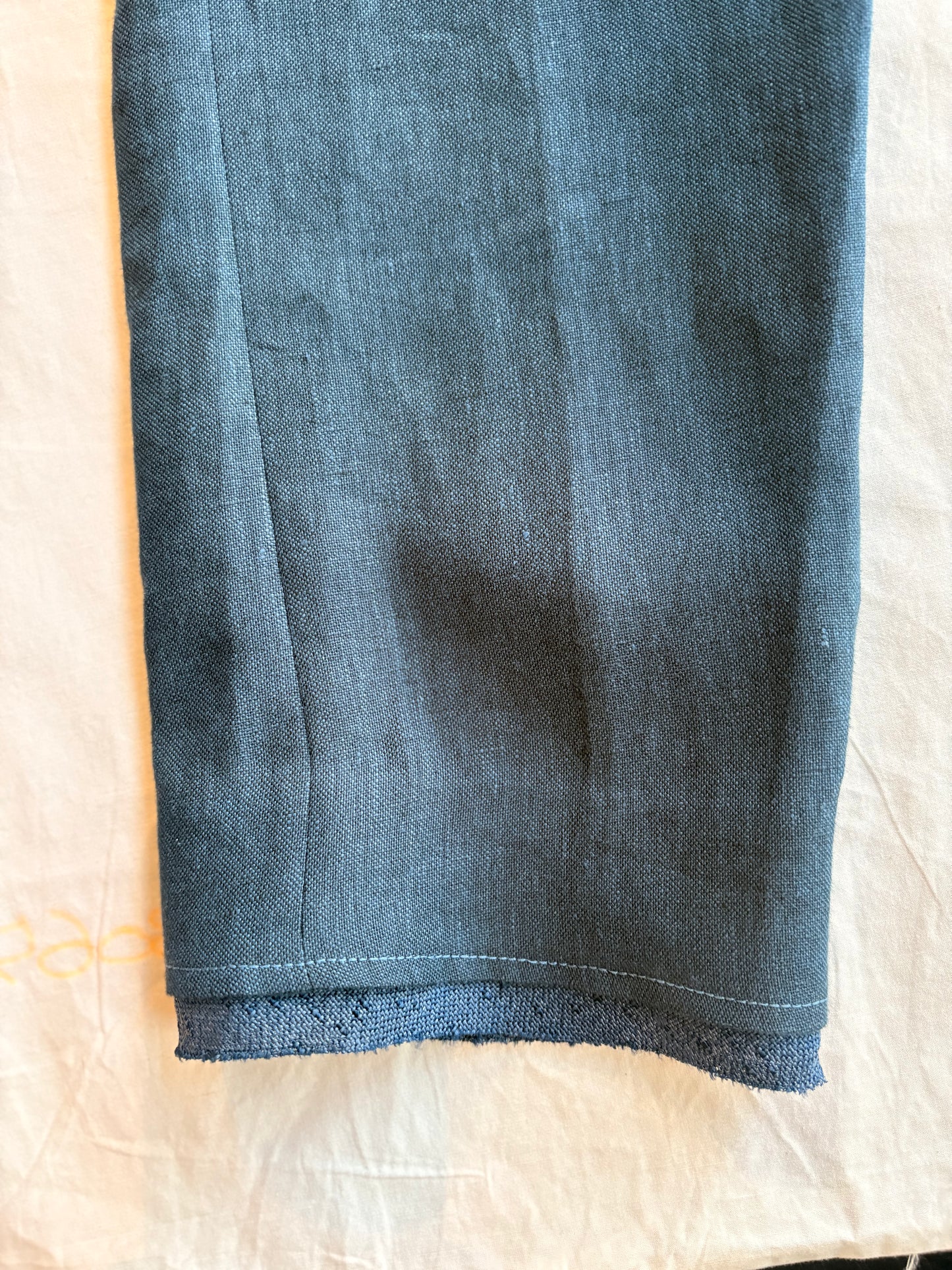 Oxford Blue Deconstructed Pants in Linen